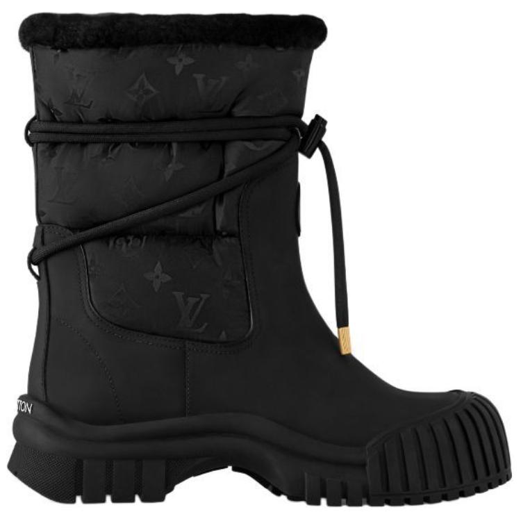 LOUIS VUITTON Ruby Short Snow Boots Women's Charcoal Gray