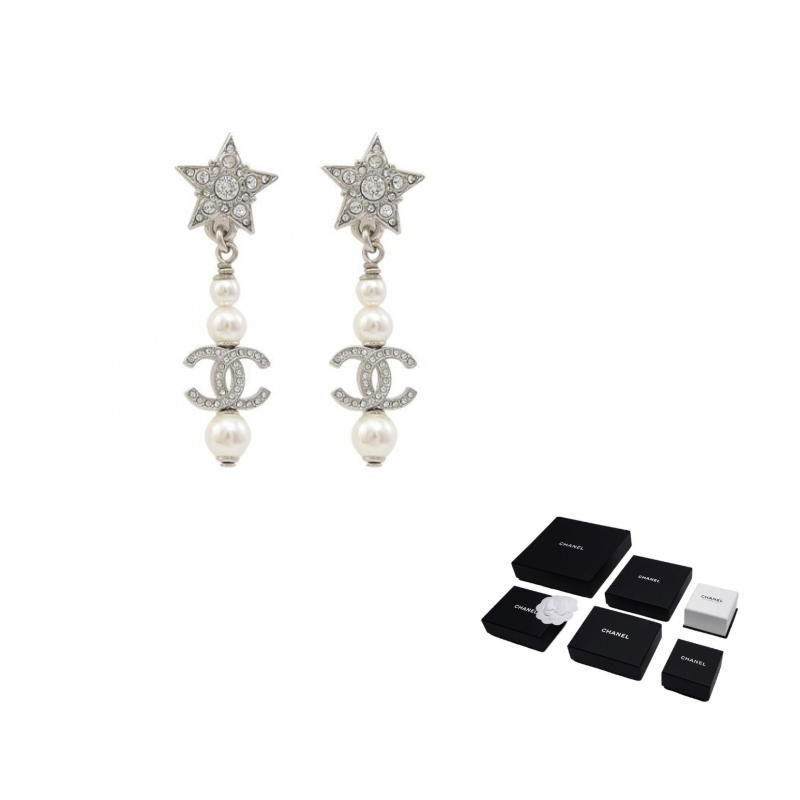 CHANEL 2020 Cc Star Rhinestone Earrings