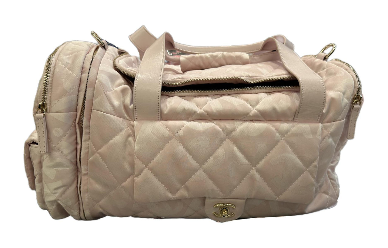 CHANEL Fabric Handbag Travel Bag Unisex