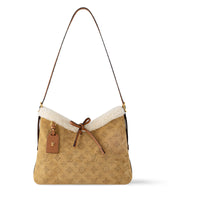 LOUIS VUITTON SKIing Collection Carryall Suede Sheepskin Handbag Shoulder Bag Small Size Women's Brown