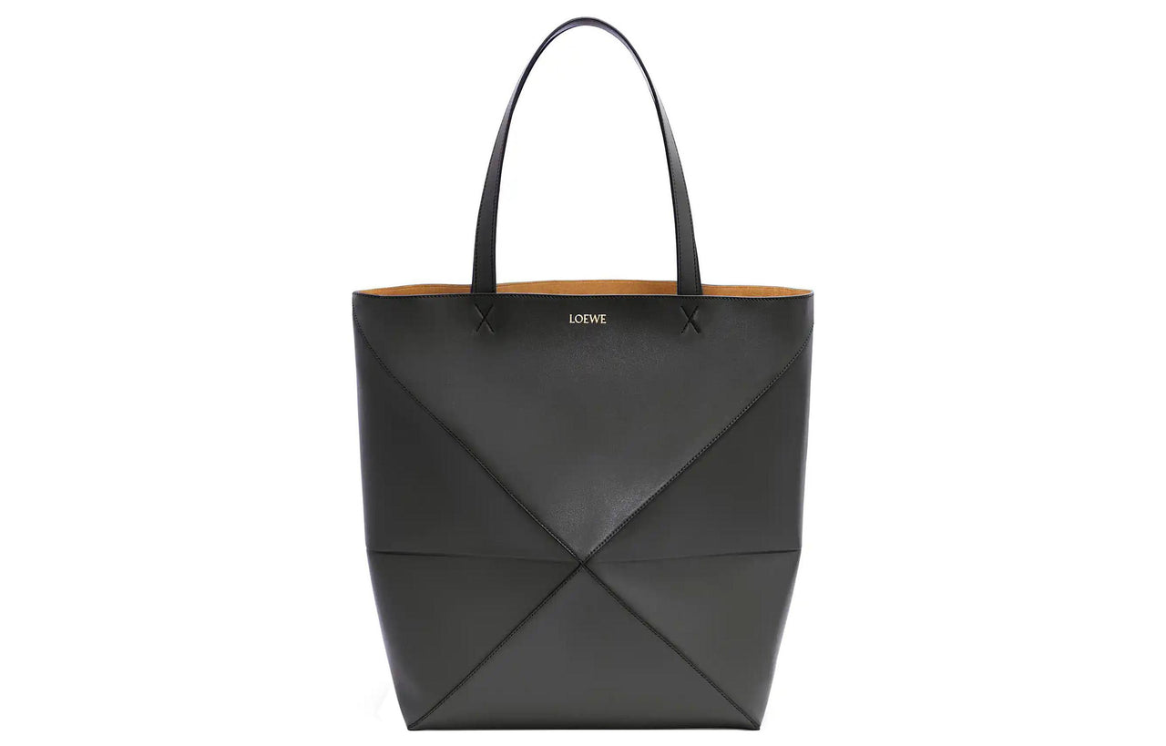 LOEWE Puzzle Shiny Cow Leather Tote Bag, Shopping Bag, Handbag Tubas Men's Black