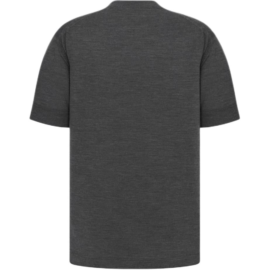 DIOR Solid Color Letter Embroidery Crew Neck Pullover Short Sleeved T Shirt Men's Gray