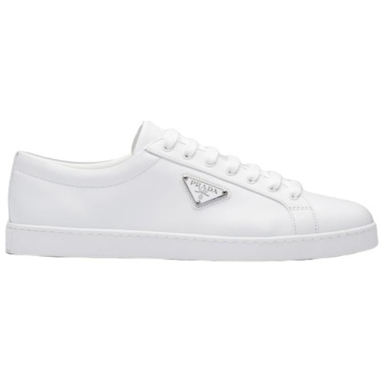 PRADA Brushed Sneakers Leather White White