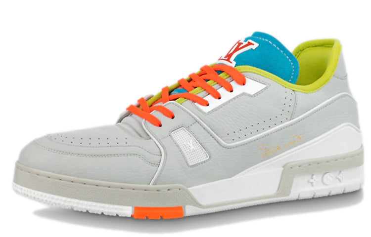 LOUIS VUITTON Trainer Upcycled Low Top Stylish Skateboarding Shoes Men's Gray Orange