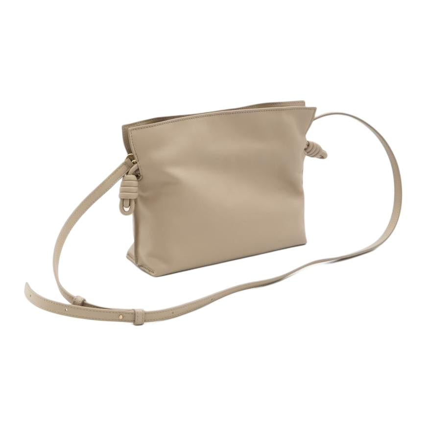 LOEWE Flamenco Calfskin Clutch Bag Over The Shoulder Mini Women's Beige