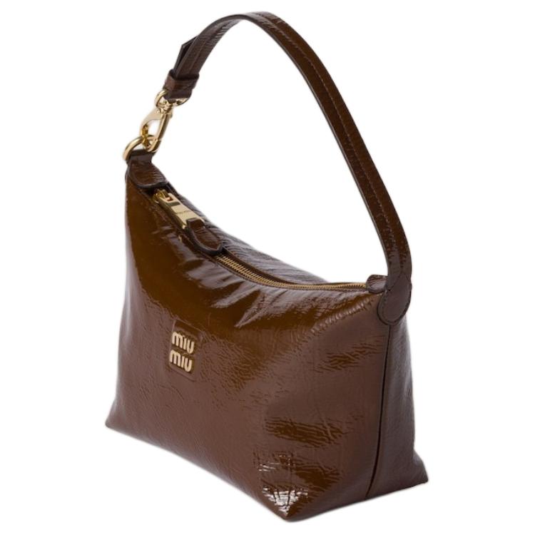 MIU MIU Naplak Lambskin Handbag Women's Yellow Sandalwood