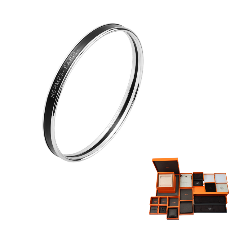 HERMES Enamel Bangles Women's Black