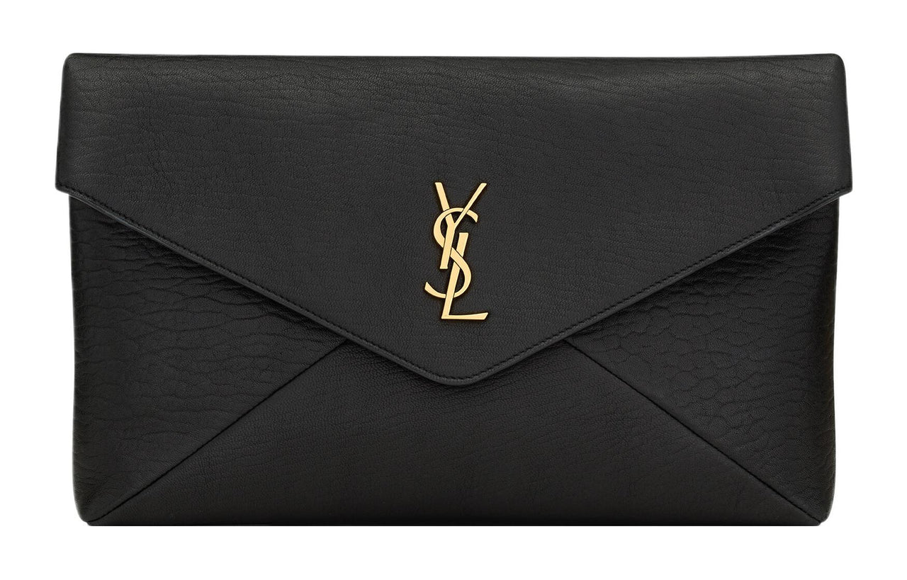 SAINT LAURENT Sheepskin Envelope Clutch Tubas Women's Black