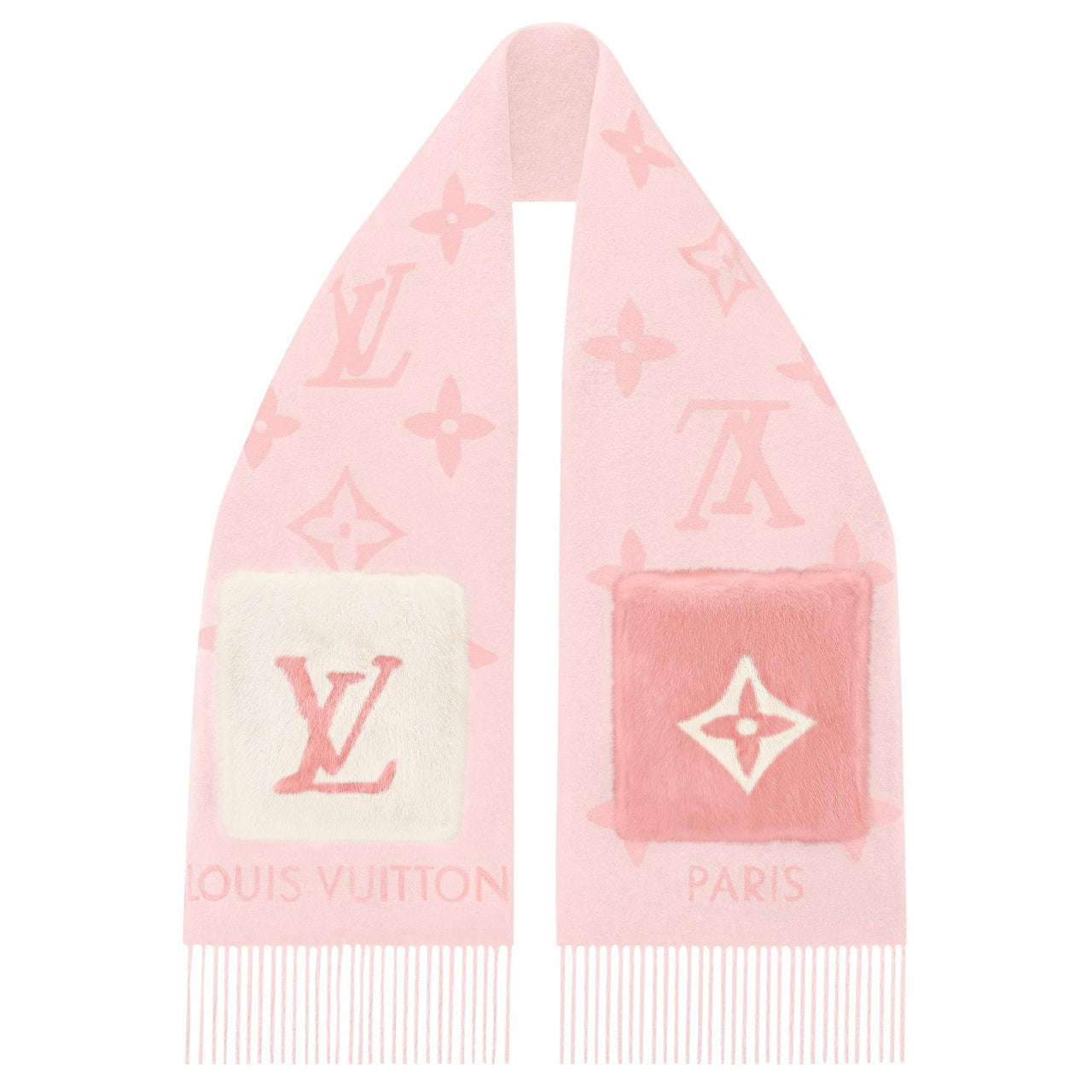 LOUIS VUITTON Cashmere Knit Scarves Unisex Pink