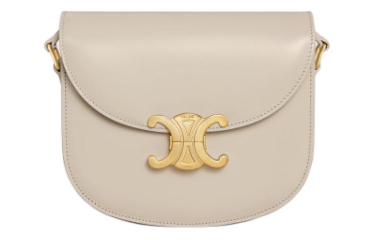 CELINE Besace Cow Leather Portable Crossbody Bag Shoulder Bag Women's Light Stone Color