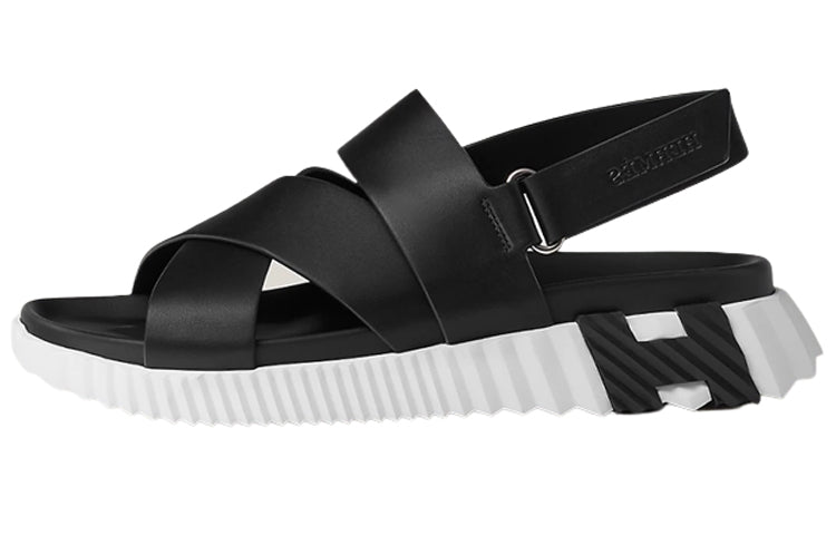 HERMES Electric Strap Sandals Men's Black