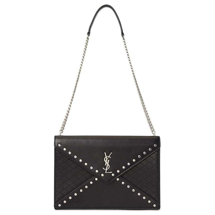 SAINT LAURENT Monogram Lambskin Envelope Bag, Crossbody Bag, Shoulder Bag Women's Black