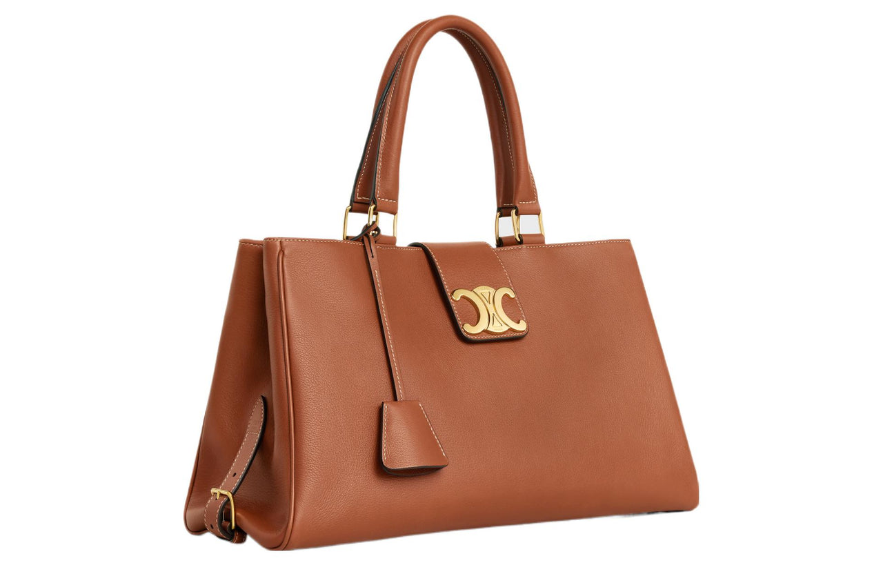 CELINE Soft Cow Leather Shoulder Bag Crossbody Bag Handbag Medium Size Women's Tawny
