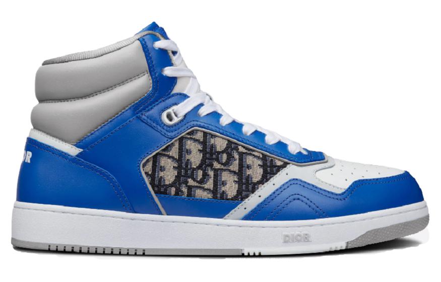 DIOR B27 High Top Stylish Skateboarding Shoes Men's Blue Gray White