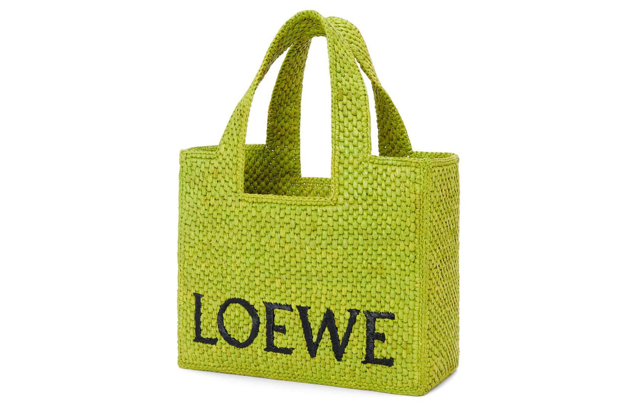 LOEWE Raffia Tote Bag, Shopping Bag, Handbag Trumpets Women's Pasture Green