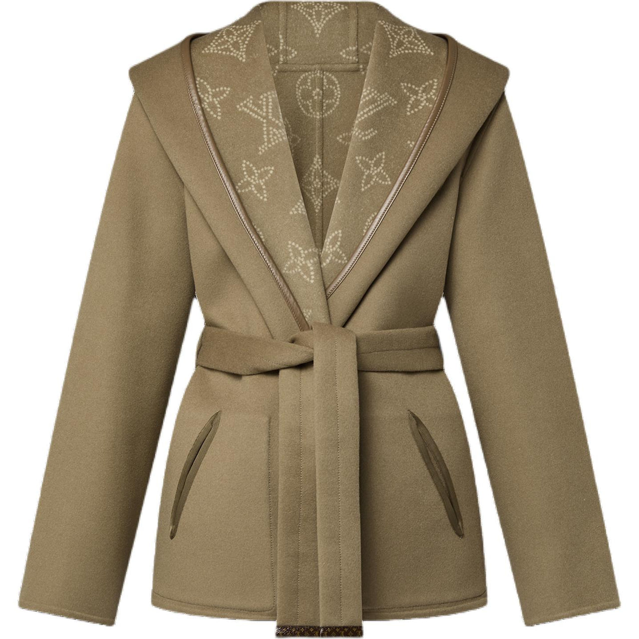 LOUIS VUITTON Reversible Signature Short Hooded Wrap Coat