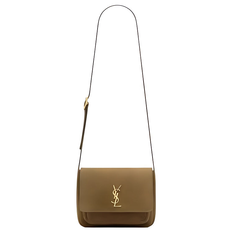 SAINT LAURENT Niki Suede Messenger Bag, Shoulder Bag Medium Size Women's Malt Green