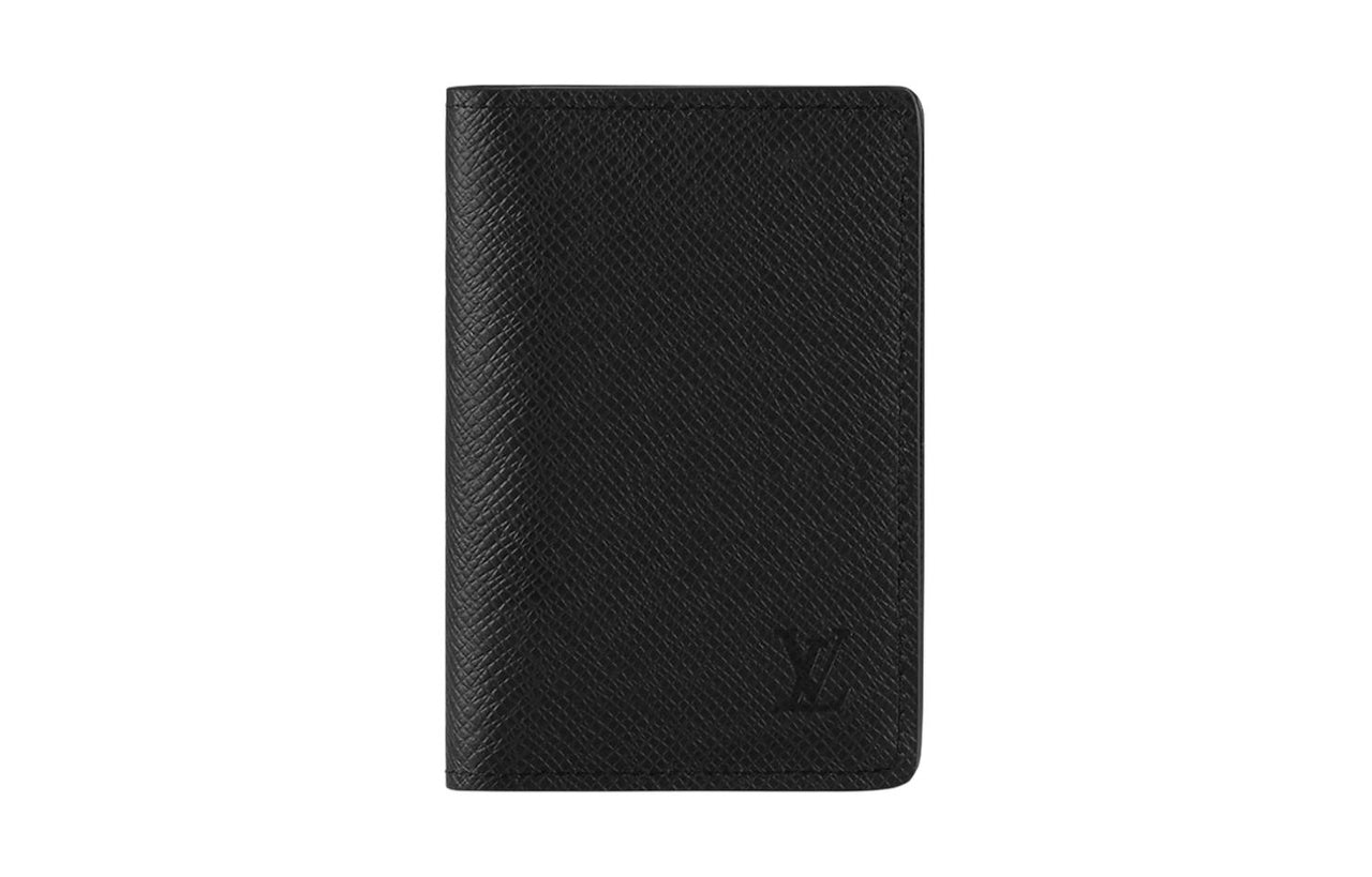 LOUIS VUITTON Tajia Cow Leather Card Holder Wallet Men's Black