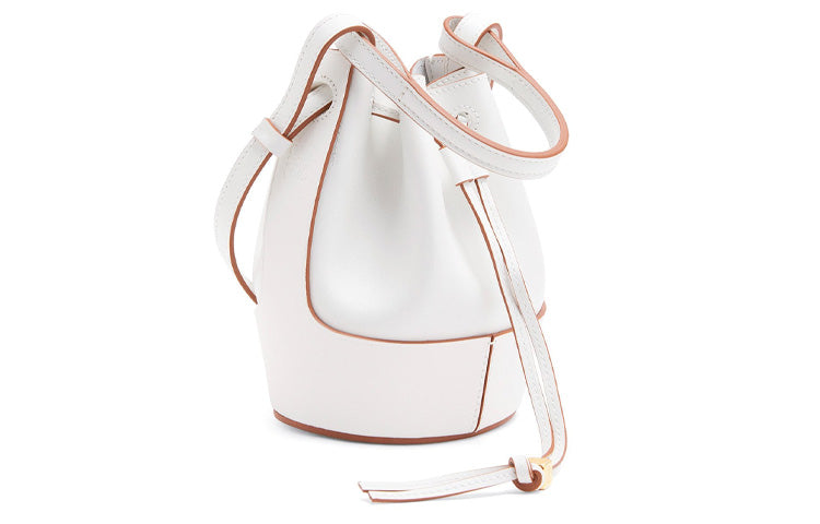 LOEWE Balloon Nappa Cow Leather Bucket Bag, Handbag, Shoulder Bag, Crossbody Bag Mini Women's Cotton White
