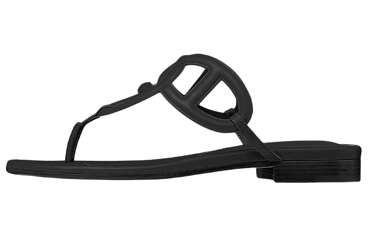 HERMES Chaine D'Ancre Odor-Resistant Flip Flops Women's Black