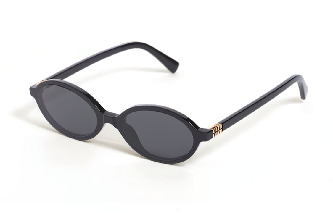 MIU MIU Acetate Irregular Shape Sunglasses Women's Black