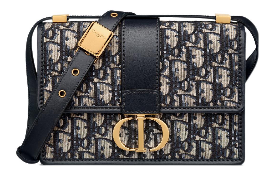 DIOR 30 Montaigne Leather Montaigne Bag, Box Bag, Shoulder Bag, Crossbody Bag Women's Blue