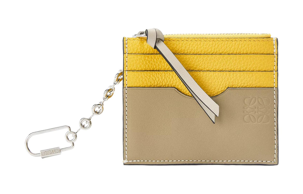 LOEWE Soft Grain Cow Leather Card Holder Women's Yellow