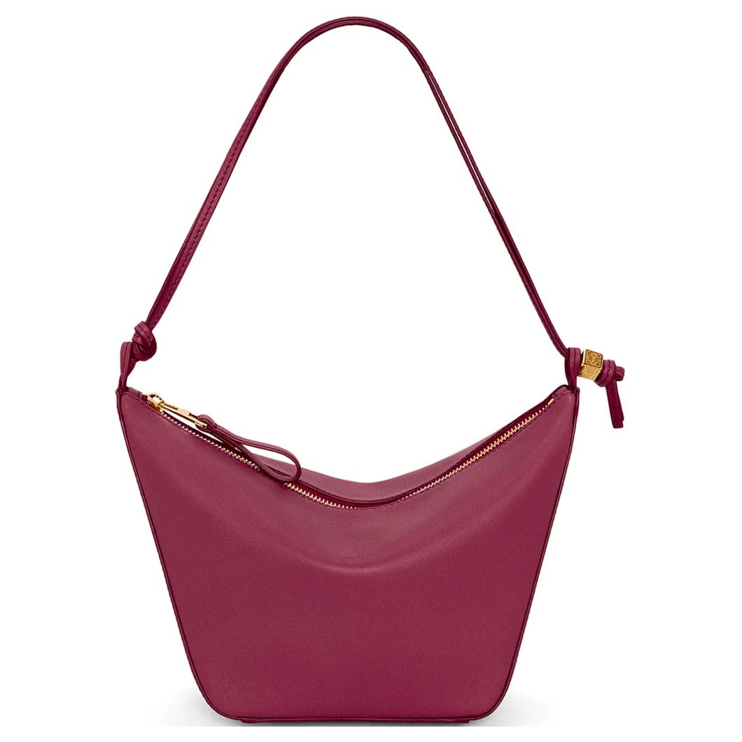 LOEWE Cow Leather Hobo Bag Handbag Shoulder Bag Women's Crimson