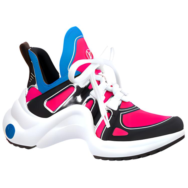 LOUIS VUITTON Archlight 1.0 Abrasion Resistant Low Top Casual Shoes Women's Pink Blue White