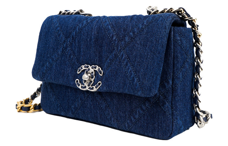 CHANEL 19Bag Denim Denim Mouth Cover Bag Crossbody Bag Regular Women's Dark Blue
