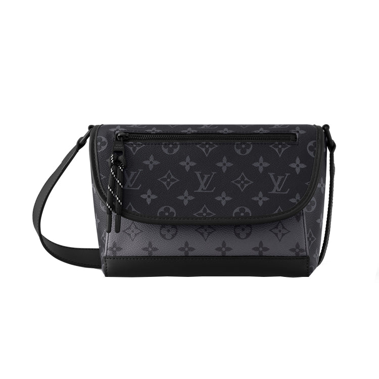 LOUIS VUITTON Coated Canvas Shoulder Bag Crossbody Bag Small Size Men's Black