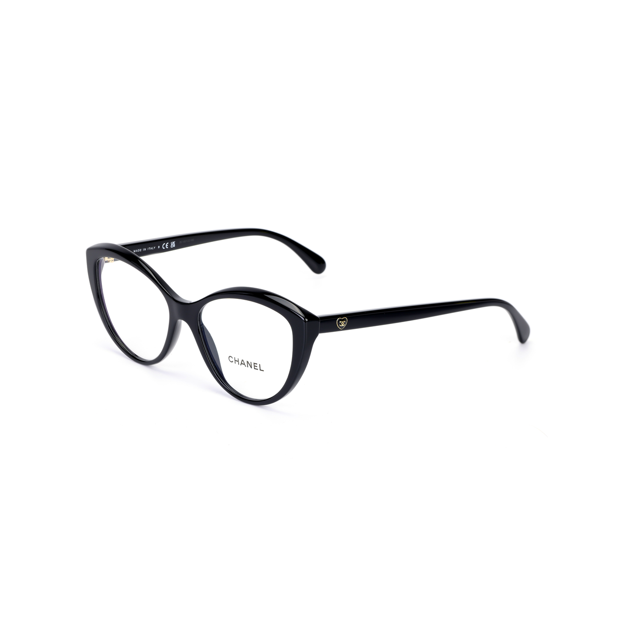 CHANEL Acetate Cat Eye Eyeglass Frames Women's Black