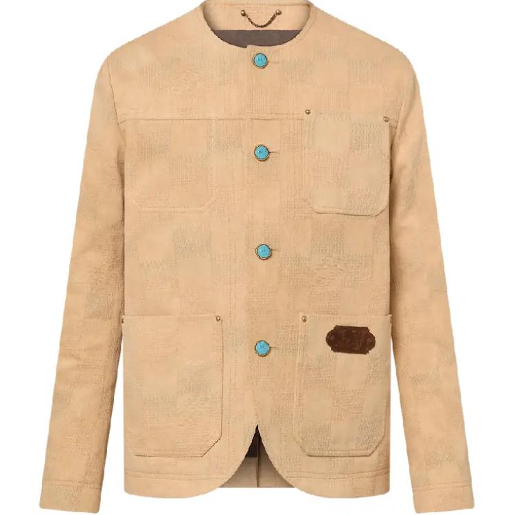 LOUIS VUITTON Damier Collarless Workwear Cotton Jacket