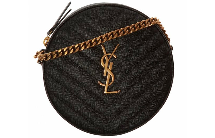 SAINT LAURENT Cow Leather Small Round Bag, Crossbody Bag, Shoulder Bag Women's Black