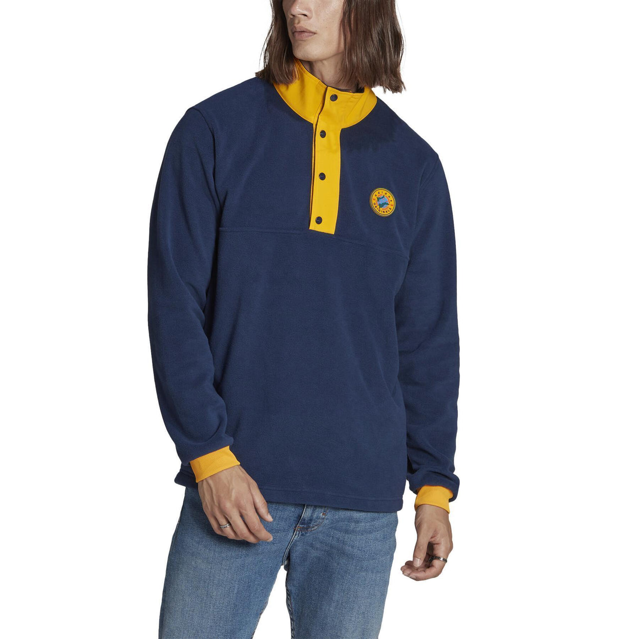 adidas originals Wh Snap Fleece 'Navy Blue Yellow' II8482