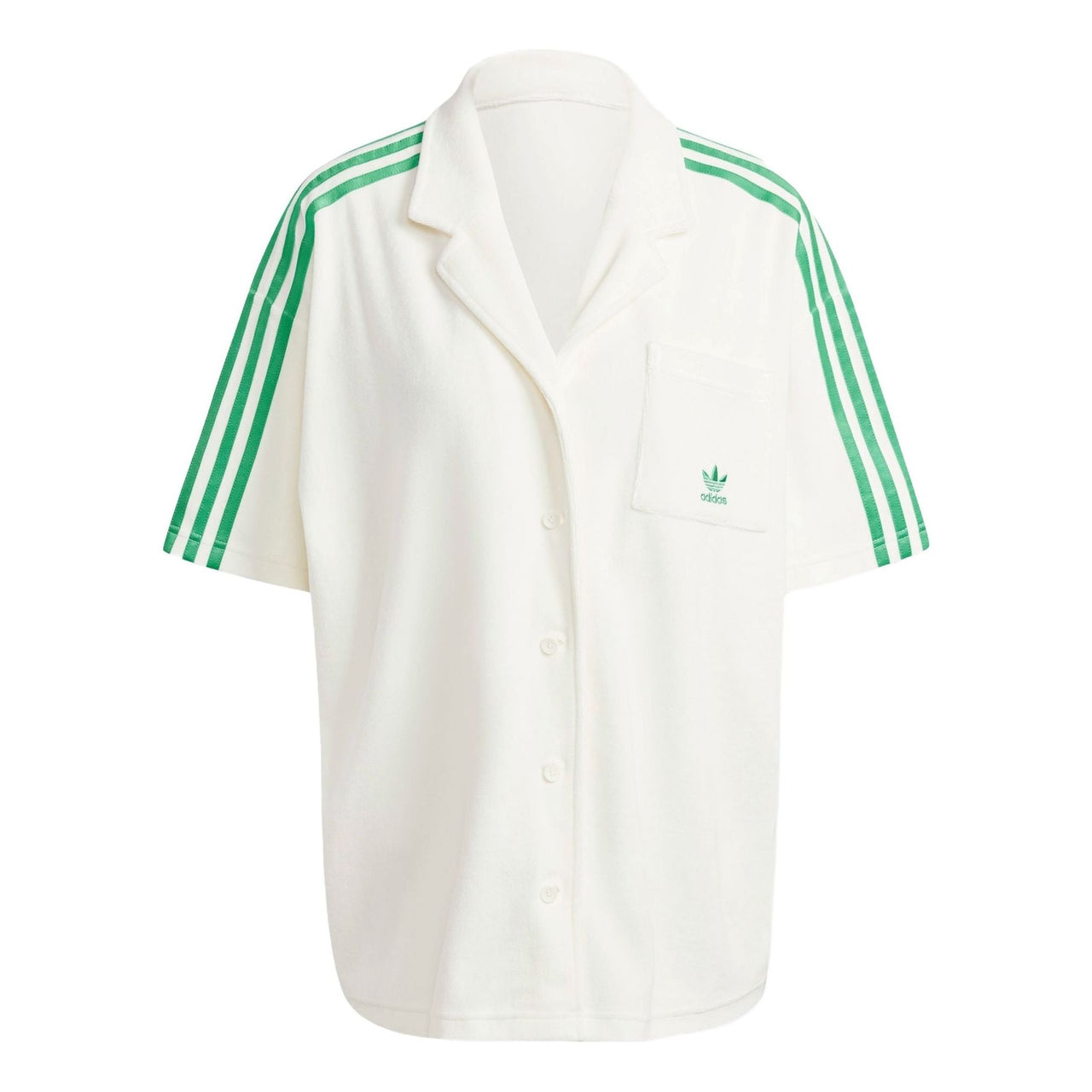 (WMNS) adidas Originals Resort Shirt Asia Sizing 'White Green' JH0614