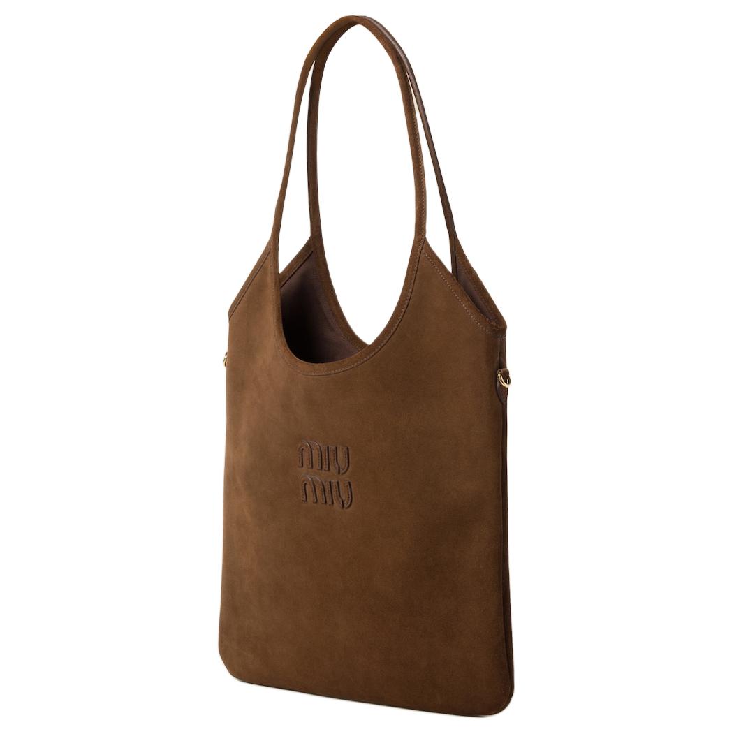 MIU MIU Ivy Suede Tote Bag, Shopping Bag, Shoulder Bag, Handbag Women's Cocoa Brown