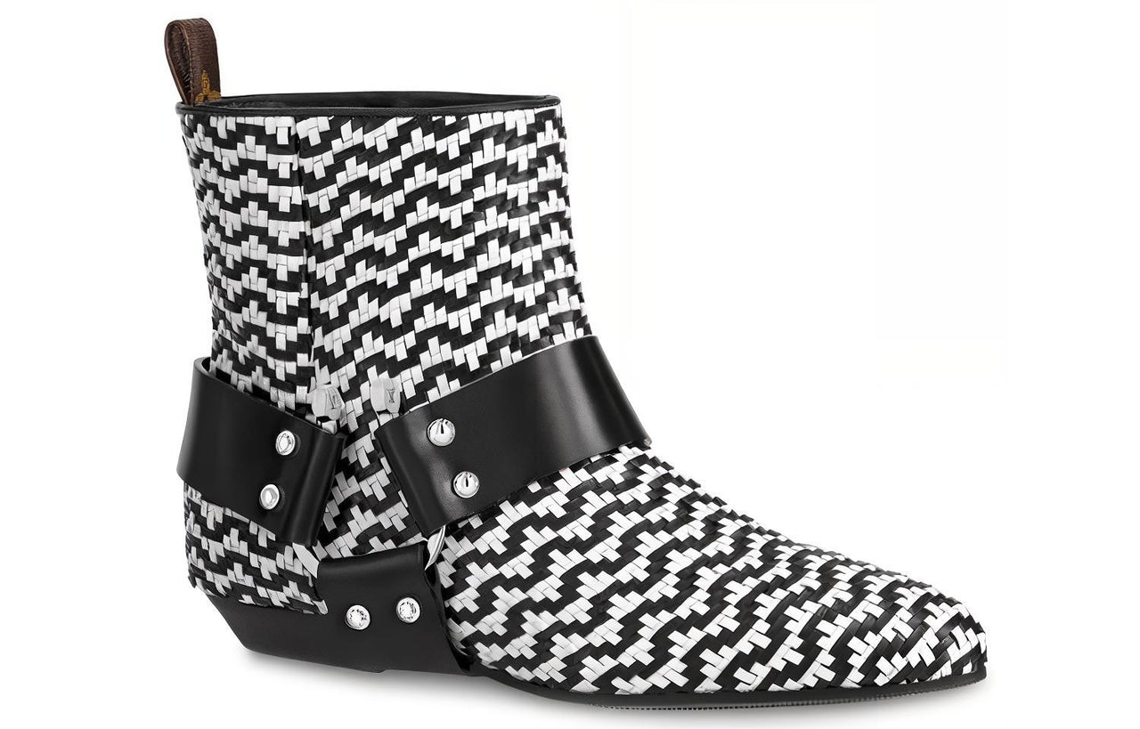 LOUIS VUITTON Rhapsody Ankle-Length Boots Women's Black White