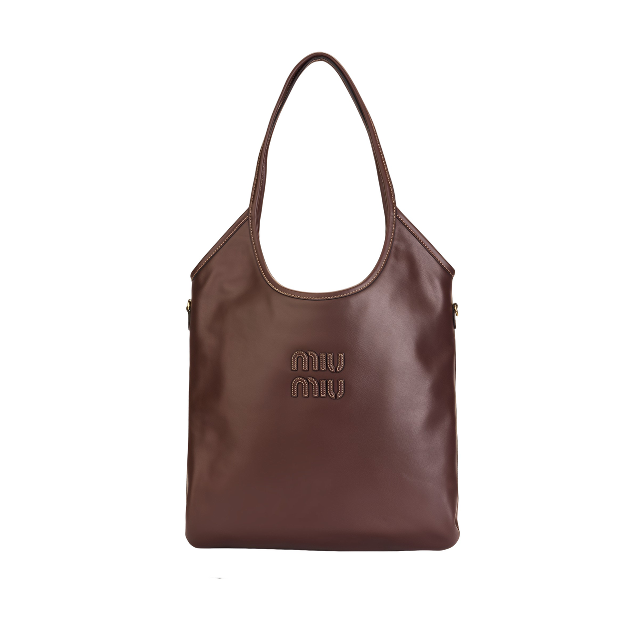 MIU MIU Leather Tote Bag Shopping Bag Handbag Women's Briarwood