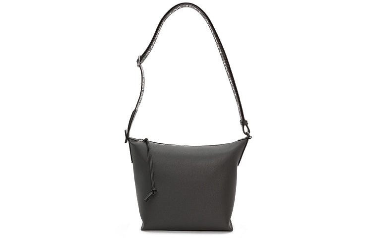 LOEWE Cubi Soft Smooth Cow Leather With Jacquard Fabric Shoulder Bag, Crossbody Bag Trumpets Men's Dark Gray