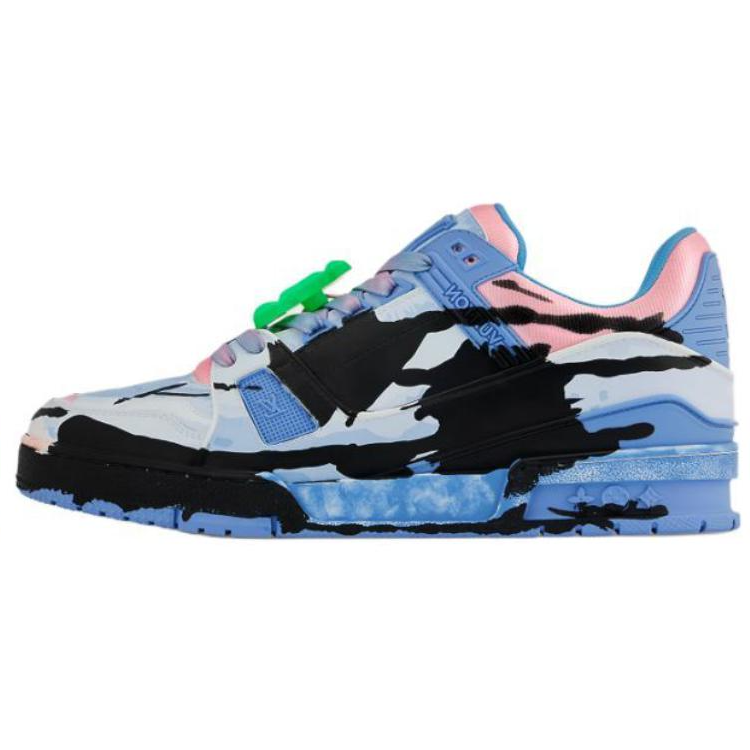 LOUIS VUITTON Trainer Low-Top Skateboard Shoes Unisex Blue Pink