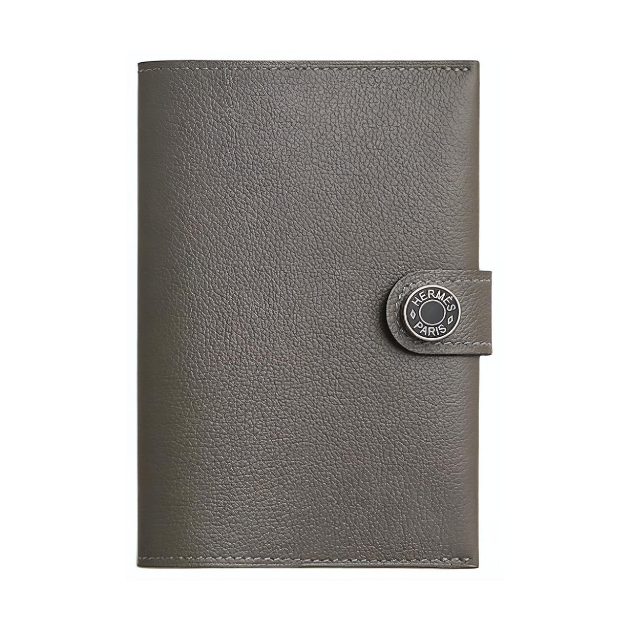 HERMES R.M.S Evercolor Calfskin Passport Holder Men Rain Cloud Gray
