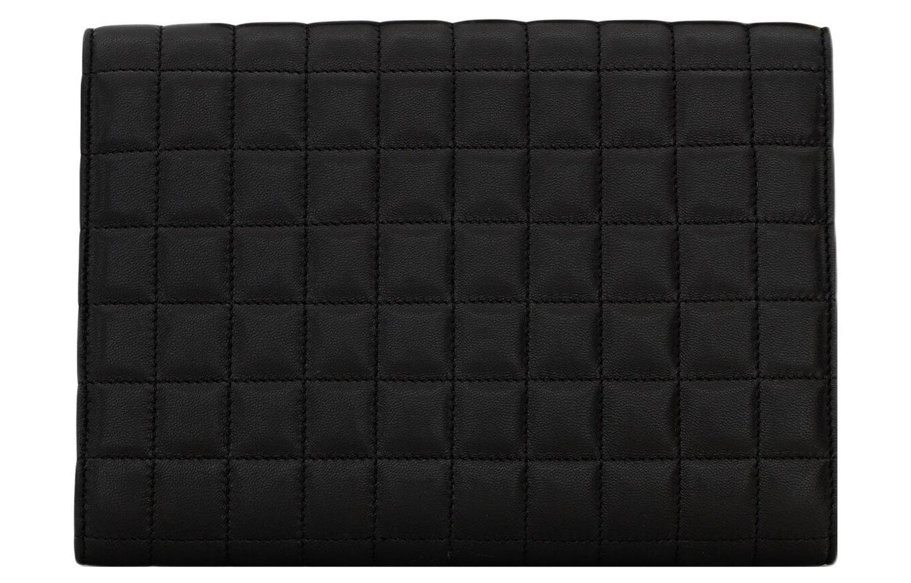 SAINT LAURENT CASSANDRE Sheepskin Clutch Women's Black