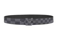 LOUIS VUITTON Cow Leather Leather Belts Men's Dark Gray Width: 4cm