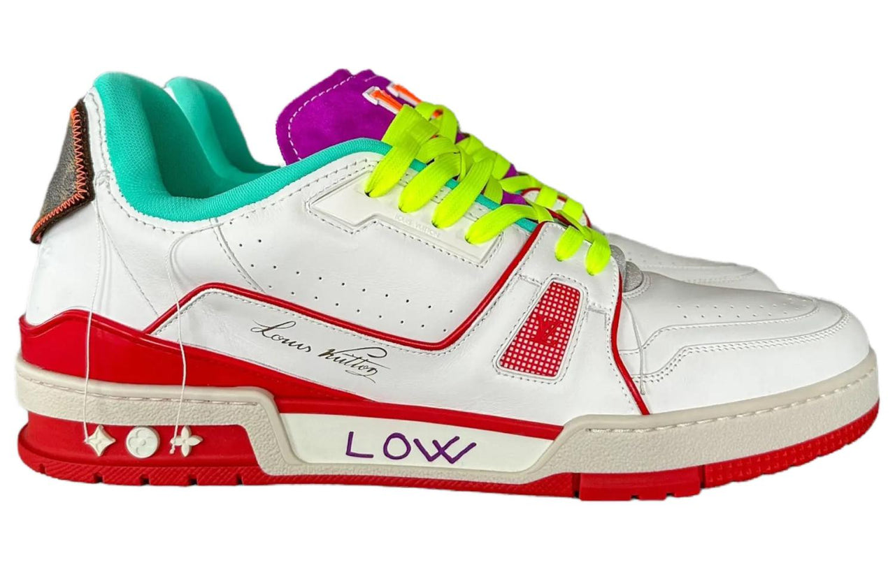 LOUIS VUITTON Low Top Skateboard Shoes Men's White Red Green