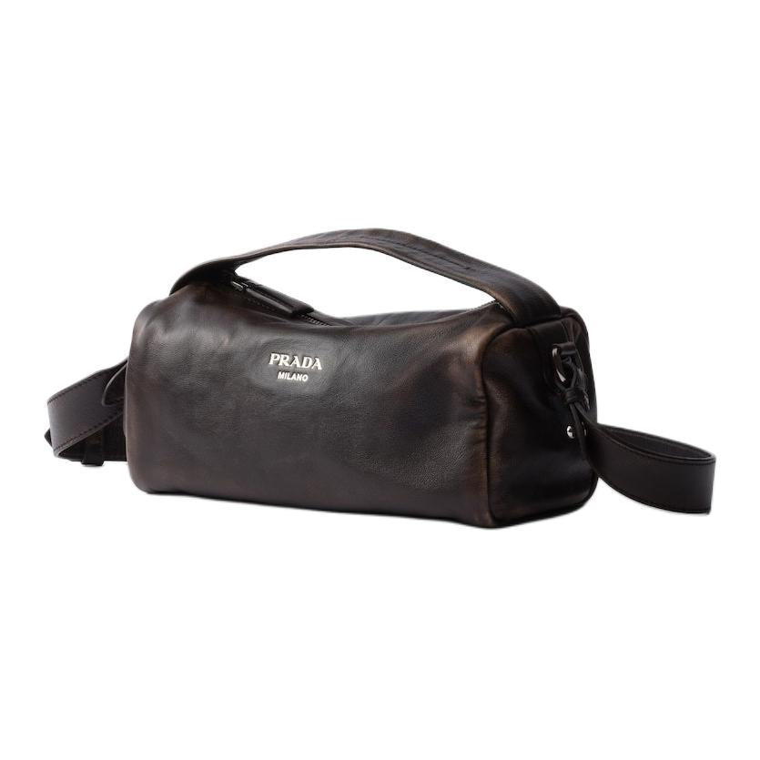 PRADA Lambskin One Shoulder Handbags Regular Women's Dark Brown