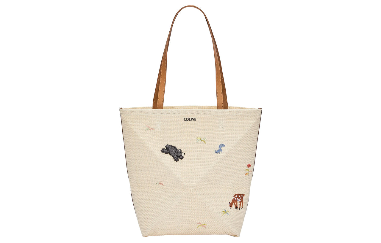 LOEWE Suna Fujita Collaboration Canvas Tote Bag, Shopping Bag, Handbag Women's Natural