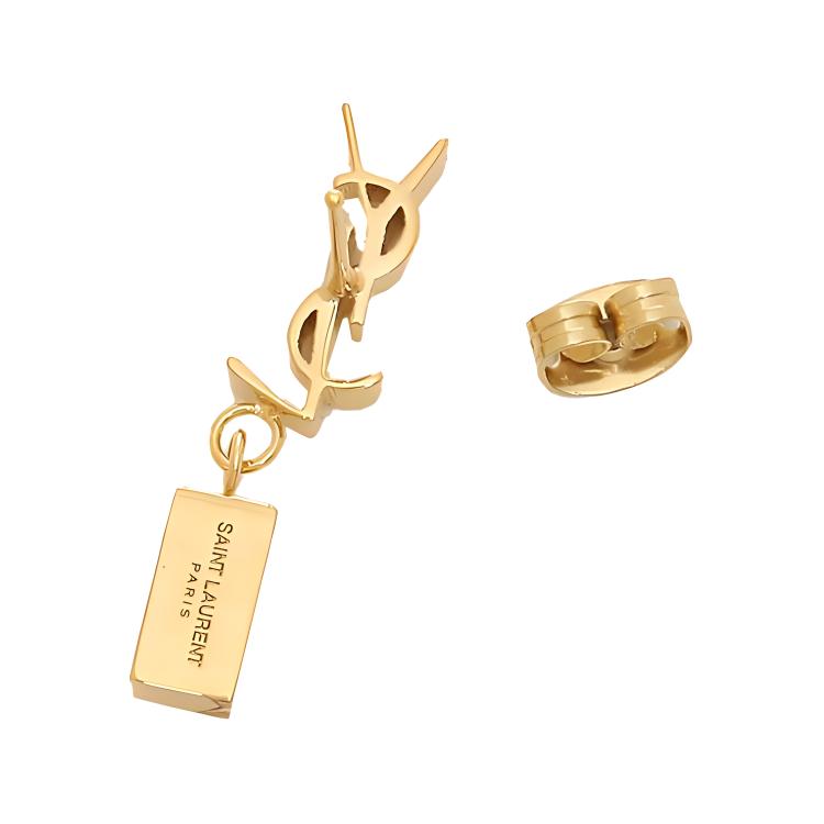 SAINT LAURENT Brass, Glass Earrings Women's Gold