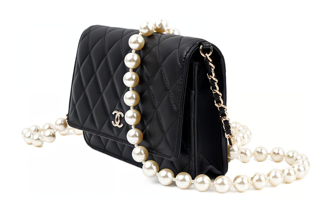 CHANEL WOC Sheepskin Wallet On Chain Shoulder Bag, Crossbody Bag Women's Black