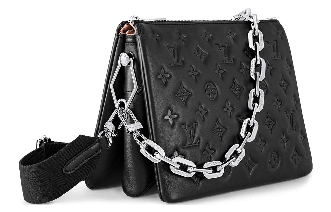 LOUIS VUITTON Coussin Sheepskin Shoulder Bag Crossbody Bag Small Size Women's Black